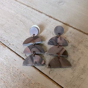 Purple clay earrings, never worn